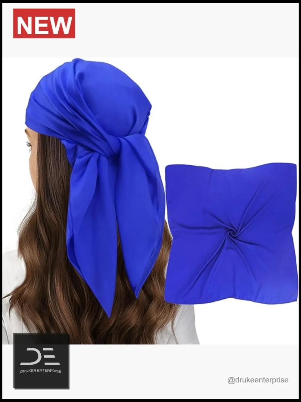 27'' Square Satin Silk Feeling Scarf for Women - Hair, Neck, Bag